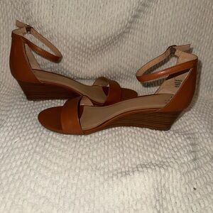 a new day Brown Wedge Shoes with T-Strap Design